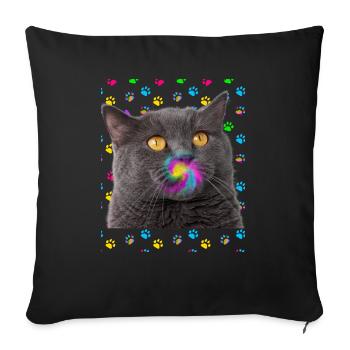 Multicolored Orange Pop Culture Cat - Sofa pillowcase 17,3'' x 17,3'' (45 x 45 cm) - black - Front