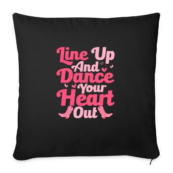 Alignez-vous et dansez à tue-tête Line Dance Countr - Housse de coussin décorative 45 x 45 cm - noir - Devant