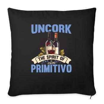 Primitivo Wine Lover Vine Glass Alcool Boire - Housse de coussin décorative 45 x 45 cm - noir - Devant