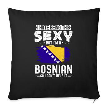 Bosnie-Herzégovine Drapeau Bosnie - Housse de coussin décorative 45 x 45 cm - noir - Devant
