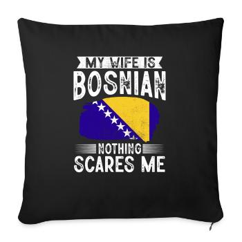 Bosnie-Herzégovine Drapeau Bosnie - Housse de coussin décorative 45 x 45 cm - noir - Devant