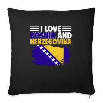 Bosnie-Herzégovine Drapeau Bosnie - Housse de coussin décorative 45 x 45 cm - noir - Devant