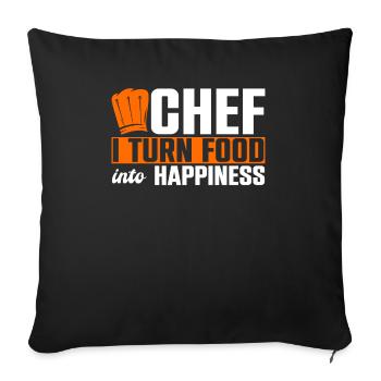 Chef Je transforme la nourriture en bonheur - Housse de coussin décorative 45 x 45 cm - noir - Devant