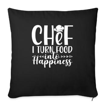 Chef Je transforme la nourriture en bonheur - Housse de coussin décorative 45 x 45 cm - noir - Devant