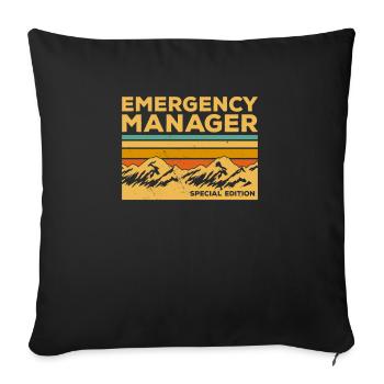 Gestionnaire d’urgence Vintage - Housse de coussin décorative 45 x 45 cm - noir - Devant