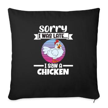 Drôle de poulet disant poulet - Housse de coussin décorative 45 x 45 cm - noir - Devant