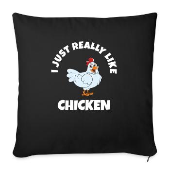 Drôle de poulet disant poulet - Housse de coussin décorative 45 x 45 cm - noir - Devant