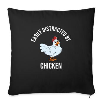 Drôle de poulet disant poulet - Housse de coussin décorative 45 x 45 cm - noir - Devant