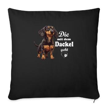 mit dem Dackel gehen - Hunderasse Dackel - Dackel - Sofakissenbezug 45 x 45 cm - Schwarz - Vorne