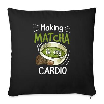 Green tea lover, Japanese - Sofa pillowcase 17,3'' x 17,3'' (45 x 45 cm) - black - Front