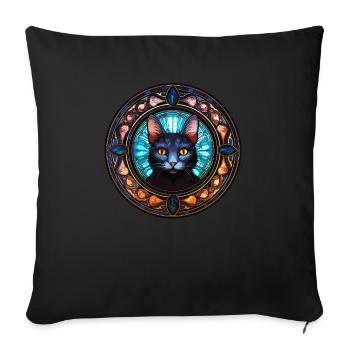 Unique Holy Cat Art Design - Stained Glass Art - Sofa pillowcase 17,3'' x 17,3'' (45 x 45 cm) - black - Front