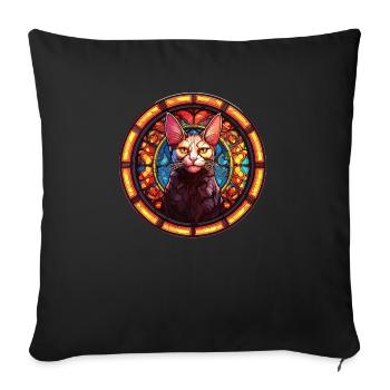 Conception de chat en mosaïque de verre - Art de chat unique - Housse de coussin décorative 45 x 45 cm - noir - Devant