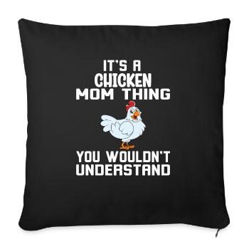Drôle de poulet disant poulet - Housse de coussin décorative 45 x 45 cm - noir - Devant