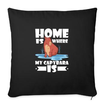 Home Is Where My Capybara Is Capibara Owner Rodent - Sofa pillowcase 17,3'' x 17,3'' (45 x 45 cm) - black - Front