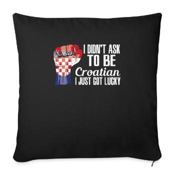 Croatian Pride Croatia Flag Grown Croatian Roots - Sofa pillowcase 17,3'' x 17,3'' (45 x 45 cm) - black - Front