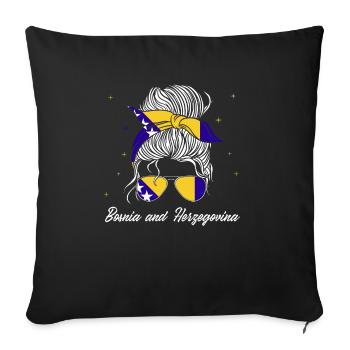 Bosnie-Herzégovine Drapeau Bosnie - Housse de coussin décorative 45 x 45 cm - noir - Devant