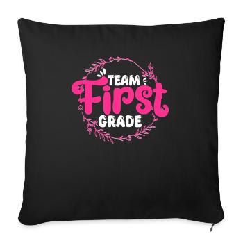 Équipe Inscription en première année Premier jour d’école - Housse de coussin décorative 45 x 45 cm - noir - Devant