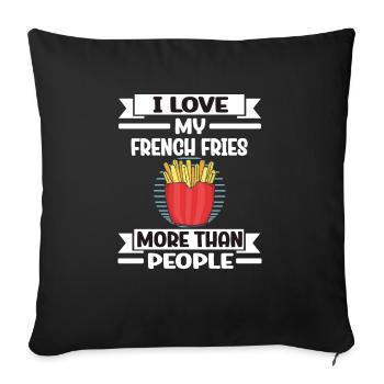 Frites amusantes Frites drôles - Housse de coussin décorative 45 x 45 cm - noir - Devant