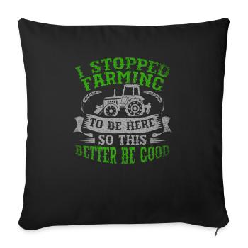 J’ai arrêté l’agriculture pour être ici - Housse de coussin décorative 45 x 45 cm - noir - Devant