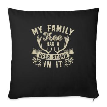 Mon arbre généalogique a un stand de cerf dedans Chasse aux chasseurs - Housse de coussin décorative 45 x 45 cm - noir - Devant