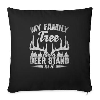 Mon arbre généalogique a un stand de cerf dedans Chasse aux chasseurs - Housse de coussin décorative 45 x 45 cm - noir - Devant