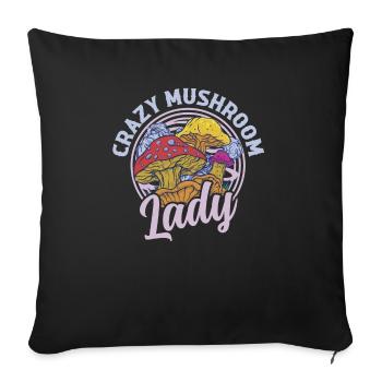 Crazy Mushroom Lady Fungus Mycologist - Sofa pillowcase 17,3'' x 17,3'' (45 x 45 cm) - black - Front