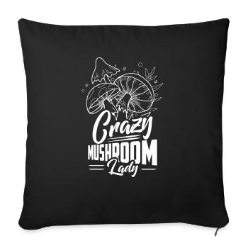 Crazy Mushroom Lady Mycologist Fungus - Sofa pillowcase 17,3'' x 17,3'' (45 x 45 cm) - black - Front