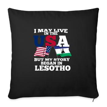 Lesotho America Usa - Sofa pillowcase 17,3'' x 17,3'' (45 x 45 cm) - black - Front