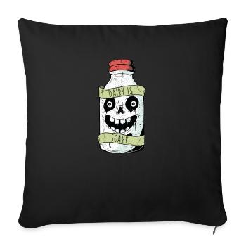 Les produits laitiers sont effrayants intolérants au lactose drôle Jeu de mots végétalien - Housse de coussin décorative 45 x 45 cm - noir - Devant