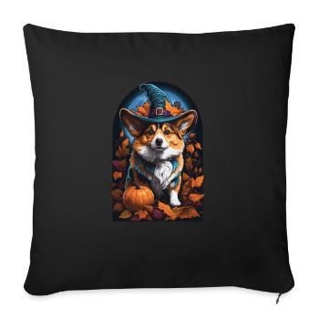 Corgi Witch Halloween Corgi - Sofa pillowcase 17,3'' x 17,3'' (45 x 45 cm) - black - Front