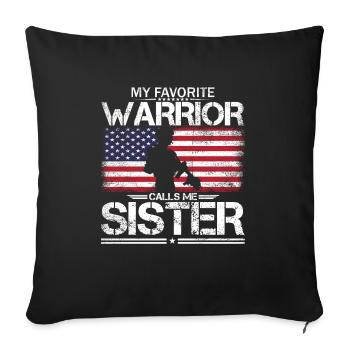 Fière sœur américaine - Housse de coussin décorative 45 x 45 cm - noir - Devant