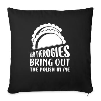 Ses pierogies font ressortir le polonais en moi Polska Fo - Housse de coussin décorative 45 x 45 cm - noir - Devant