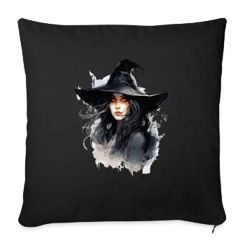 Cooles Halloween -Kostüm - Gruselige Hexe - Sofakissenbezug 45 x 45 cm - Schwarz - Vorne