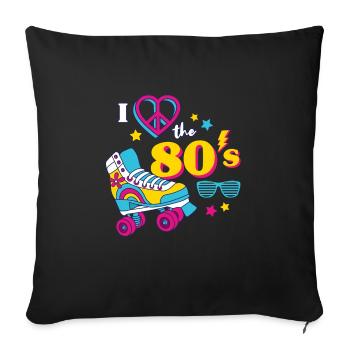 80s Theme Party 1980s Eighties Costume - Sofa pillowcase 17,3'' x 17,3'' (45 x 45 cm) - black - Front