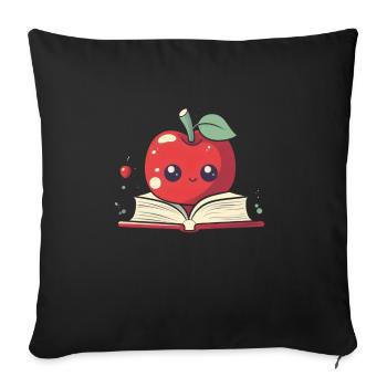 Buch lesen Apfel pflücken Lesen Bibliothek Lehrer - Sofakissenbezug 45 x 45 cm - Schwarz - Vorne