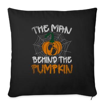 The Man Behind The Pumpkin Halloween Pregnant - Sofa pillowcase 17,3'' x 17,3'' (45 x 45 cm) - black - Front
