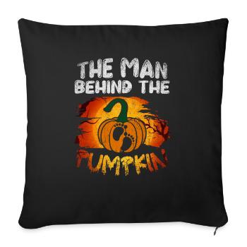 The Man Behind The Pumpkin Halloween Pregnant - Sofa pillowcase 17,3'' x 17,3'' (45 x 45 cm) - black - Front