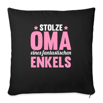 Großmutter Enkel Oma - Sofakissenbezug 45 x 45 cm - Schwarz - Vorne