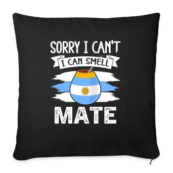 Drapeau de l’Argentine Thé yerba maté argentin - Housse de coussin décorative 45 x 45 cm - noir - Devant