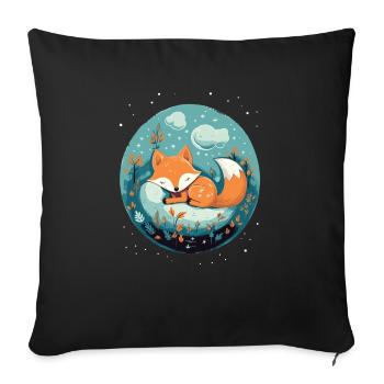 Sleeping Fox Sleepyhead Napping Sleep Fox Lover - Sofa pillowcase 17,3'' x 17,3'' (45 x 45 cm) - black - Front
