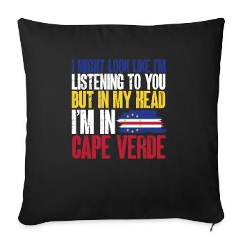 Cape Verde flag Cabo Verde flag - Sofa pillowcase 17,3'' x 17,3'' (45 x 45 cm) - black - Front