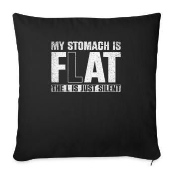 Mon ventre est plat Le L est juste silencieux - Housse de coussin décorative 45 x 45 cm - noir - Devant