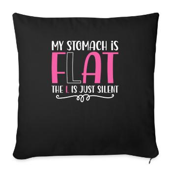 Mon ventre est plat Le L est juste silencieux - Housse de coussin décorative 45 x 45 cm - noir - Devant