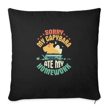 Désolé, mon capybara a mangé mes devoirs Capibara propriétaire - Housse de coussin décorative 45 x 45 cm - noir - Devant