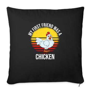Drôle de poulet disant poulet - Housse de coussin décorative 45 x 45 cm - noir - Devant
