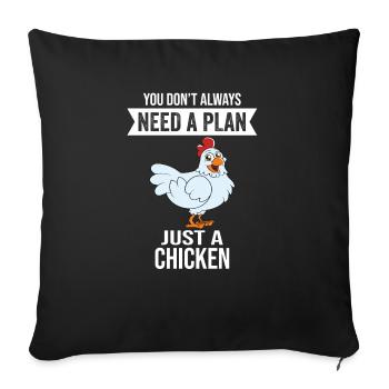 Drôle de poulet disant poulet - Housse de coussin décorative 45 x 45 cm - noir - Devant