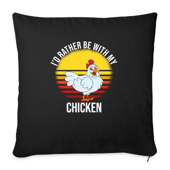 Drôle de poulet disant poulet - Housse de coussin décorative 45 x 45 cm - noir - Devant