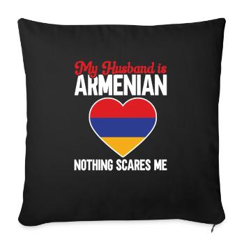 Drapeau arménien Arménie - Housse de coussin décorative 45 x 45 cm - noir - Devant