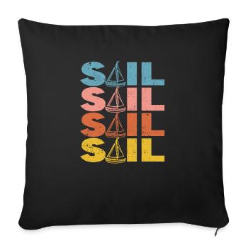 Sail Retro Vintage Sailing Silhouette Sailor Boat - Housse de coussin décorative 45 x 45 cm - noir - Devant
