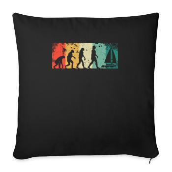 Voile Rétro Voile Evolution Vintage Marin - Housse de coussin décorative 45 x 45 cm - noir - Devant